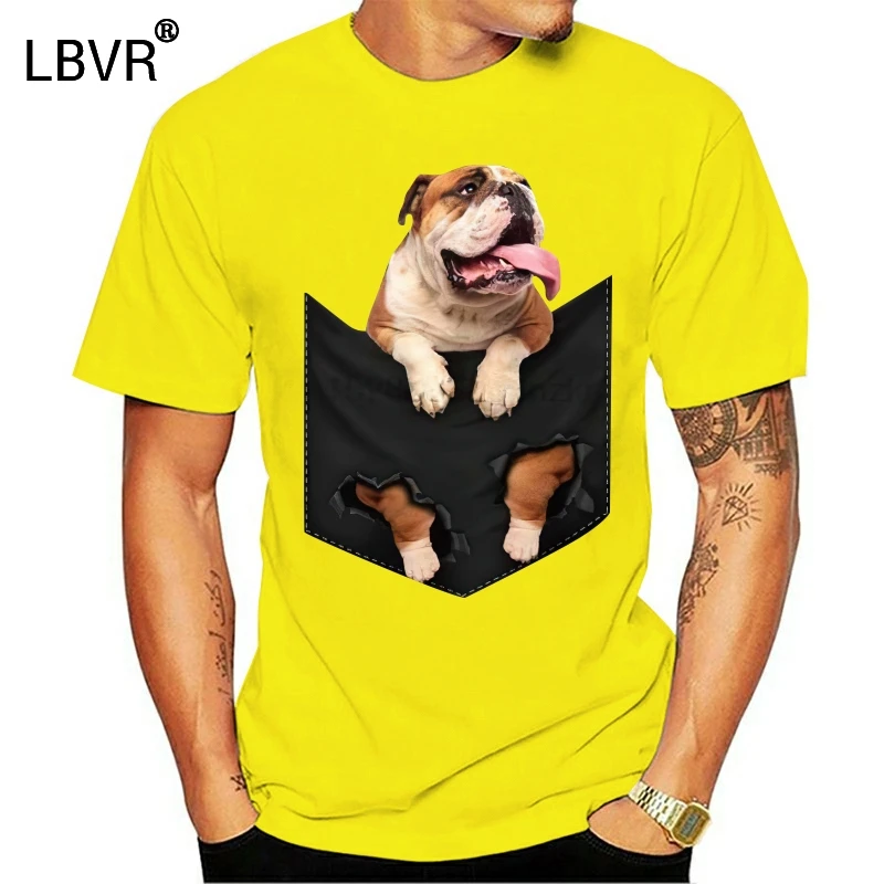 Английский бульдог внутренний карман футболки для собак и любителей черная