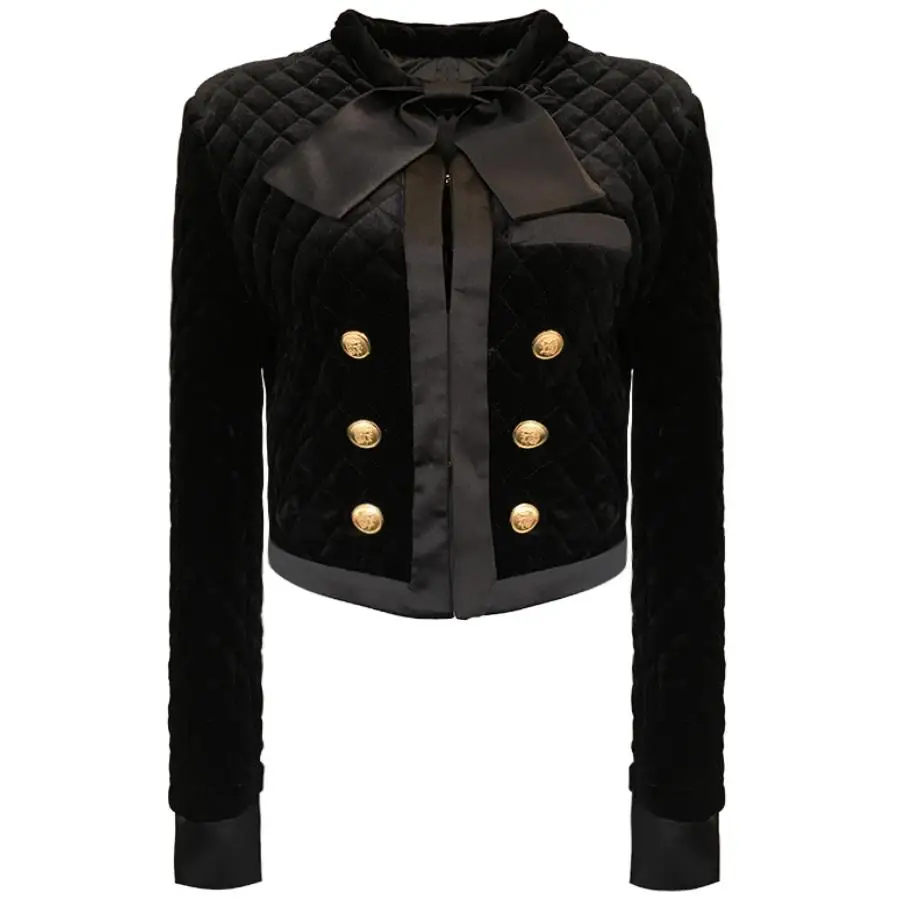 Винтажный Дворцовый стиль хлопковая стеганая куртка Женская двубортная