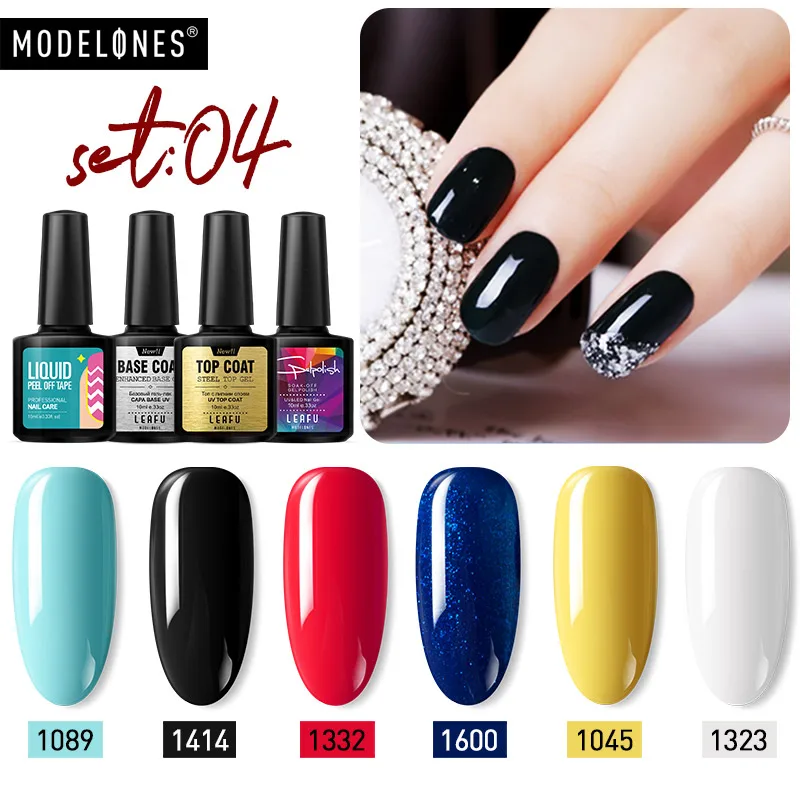 Modelones 9 шт./лот УФ гель для ногтей полуперманентный Базовый Топ Лак светодиодный