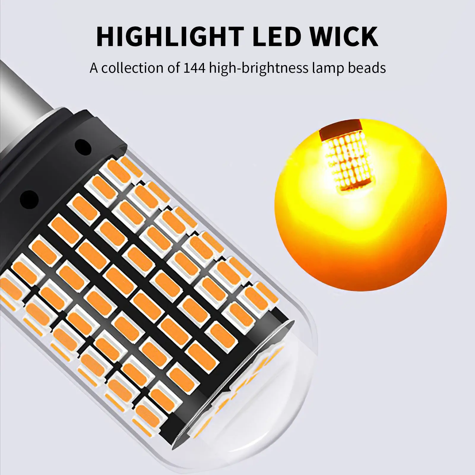 

1pc Car LED Decoding Anti-stroboscopic for 1156 Turn Signal 180 Degrees Brake Light 12-24V with Highlight LED Bulb 7W for Car