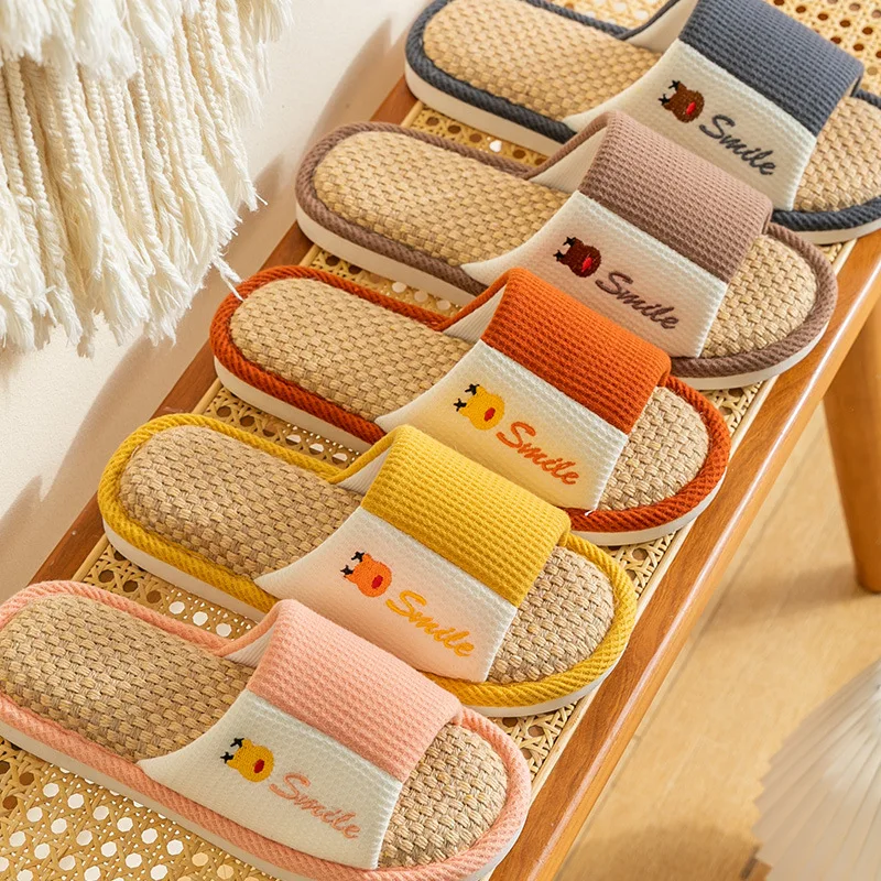 

Slippers Men's Four Seasons Double-toed Slippers Sewing Home Shoes Men's Non-slip Couples Adult Linen