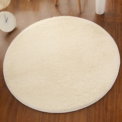 Beige yellow Шелковый сарпет круглый коврик для гостиной, спальни, ковер Flaoor нескользящий компьютерная кровать, подушка для стула, коврик для йоги, шелковистое детское одеяло 40 см - Цвет: Beige yellow