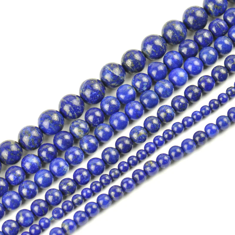 

free delivery Natural Stone Beads lapis lazuli Round Loose Beads 4/6/8/10/12 MM Pick Size for Jewelry Making DIY Necklace Brace
