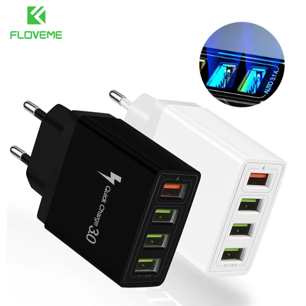 Сетевое зарядное устройство FLOVEME с 4 USB портами 5 В 2 А|Зарядные устройства для