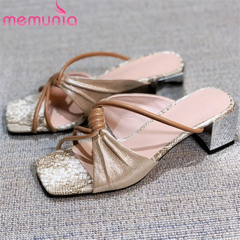 

Босоножки MEMUNIA женские из натуральной кожи, повседневные сандалии на квадратном каблуке, однотонные удобные, лето 2020