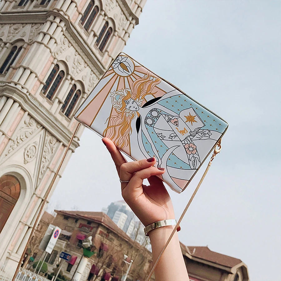 Модные женские сумки через плечо с рисунком маслом из мультфильма винтажная