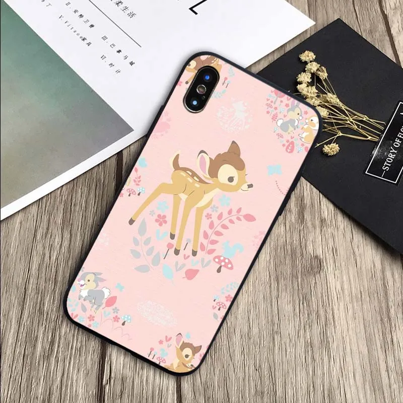 Bambi Thumper чехол мягкий силиконовый черный ТПУ Телефон чехол для iPhone 6 6plus 7 8 plus 5 5S SE X XR XS Max
