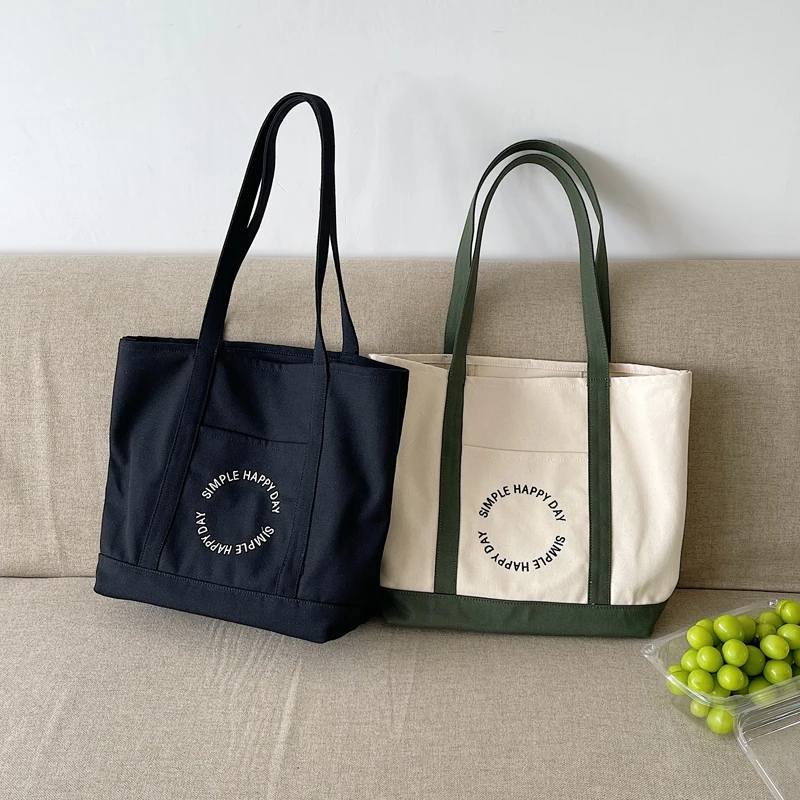 

Canvas Shopping Bags for Women 2021 New Korean Fashion Cotton Female Designer Casual Large Capacity Tote Shoulder Bag Handbags