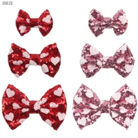 10pcslot new 45 red sequin white love hair bow withwithout clips valentine headwear diy hair accessories