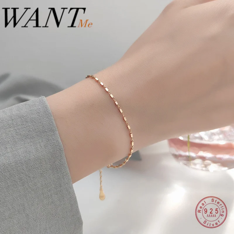 Женский браслет из серебра 925 пробы WANTME простой геометрический квадратный