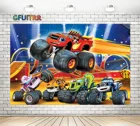 GFUITRR Blaze Монстр фон для фотосъемки детей день рождения фон красный гоночный автомобиль полиэстер винил фото стенд реквизит