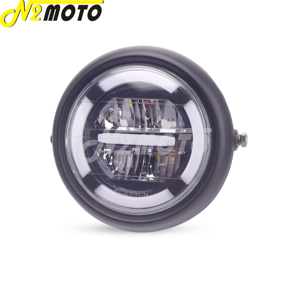 Мотоциклетная черная 7 &quotсветодиодный глая светодиодная фара 12-24 В с