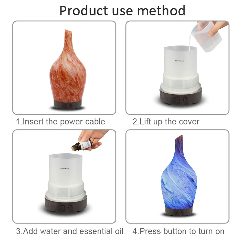 

7Changing lights lamp colour changing bulb with 100ml Aroma Air Humidifier Aromatherapy Electric Diffuser Mist Maker for Home