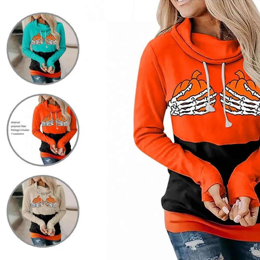 

Худи с длинным рукавом и рисунком тыквы для женщин