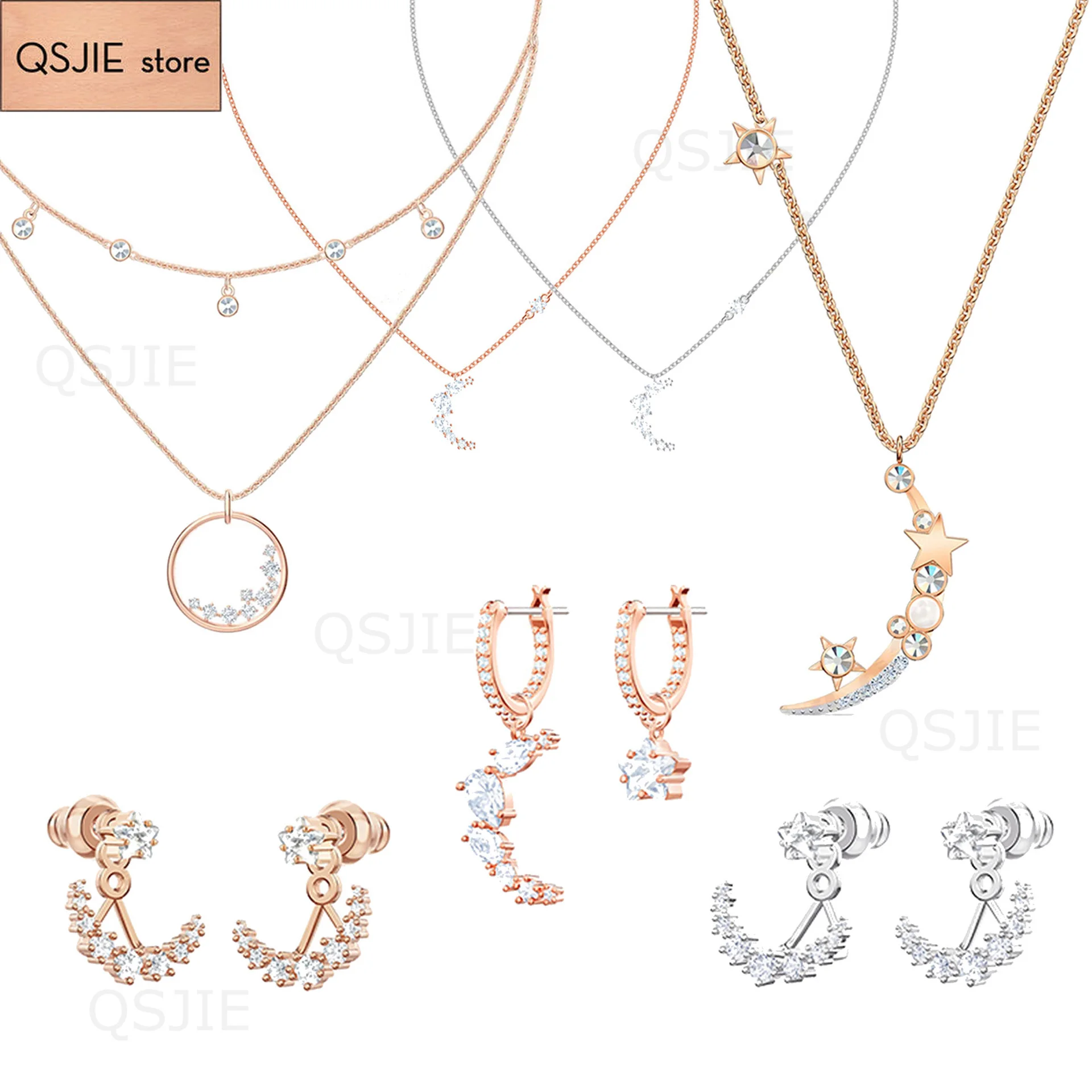 

QSJIE 2020 fashion jewelry swa1: 1 exquisite moon noble crystal lady Charm Necklace Free Delivery