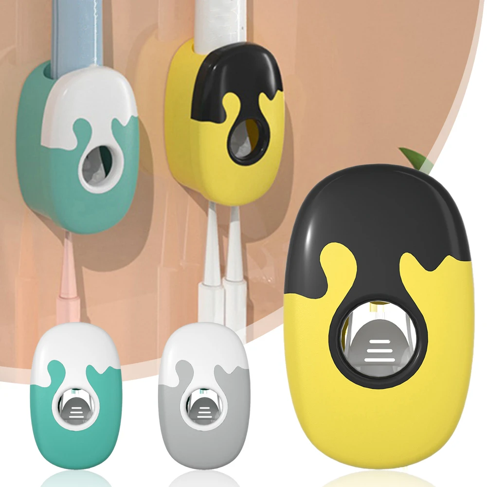 

Automatic Toothpaste Dispenser Squeezers Toothpaste Dust-proof Toothbrush Holder With Adhesive Bracket Bathroom Accessories