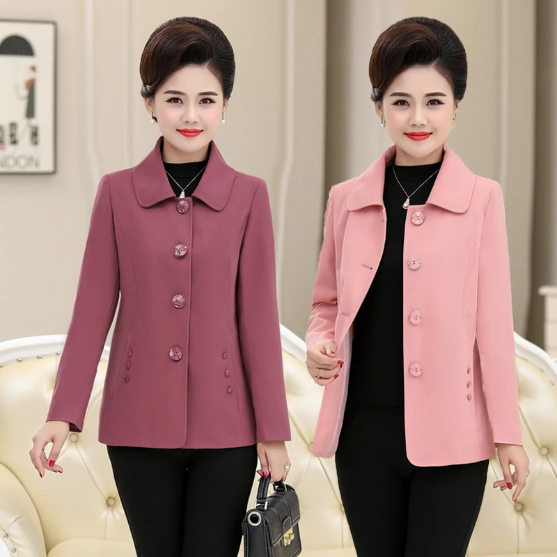 

Mom Spring Short Jacket 2022 New Fashion Slim Middle-aged women's Long-sleeved Outwear Tops Plus size Casual Autumn Female Coat