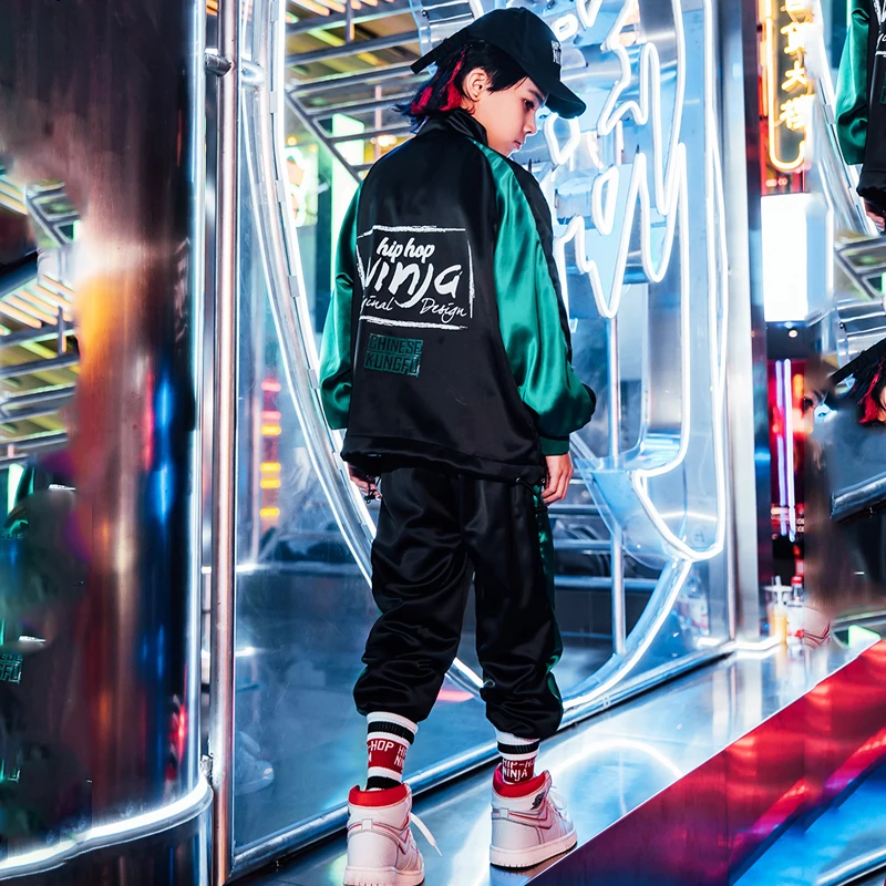 Костюм джазовый для мальчиков и девочек одежда в стиле хип хоп куртка с длинным