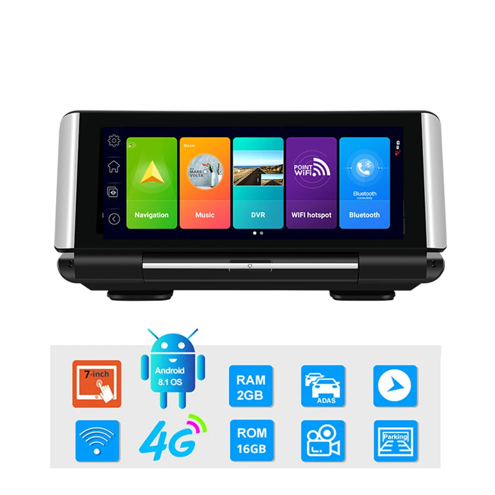 Kebidu 7 дюймов 4G Android 8 1 Автомобильный видеорегистратор GPS 2G RAM FHD 1080P с двумя
