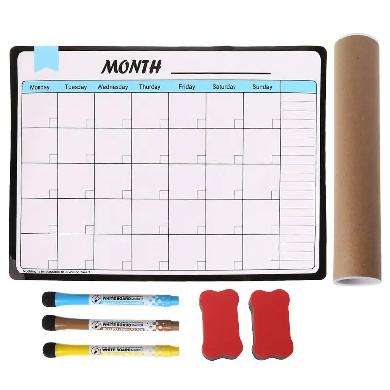 

Monthly Planner Soft Magnetic Whiteboard Fridge Magnets Drawing Message Memo Pad K3KB
