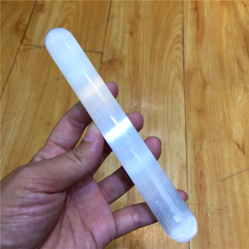 Цилиндрический массажный инструмент из натурального белого камня селенита | Дом
