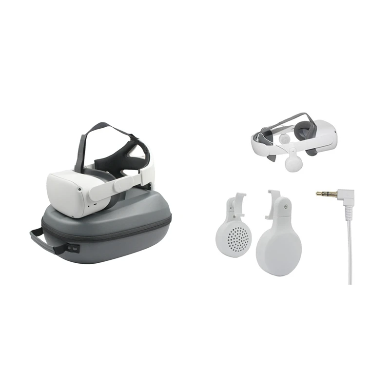 

1 Set Portable EVA Travel Protective Case VR Headband & 1 Pcs Adjustable VR Headphones Noise Isolating Headset