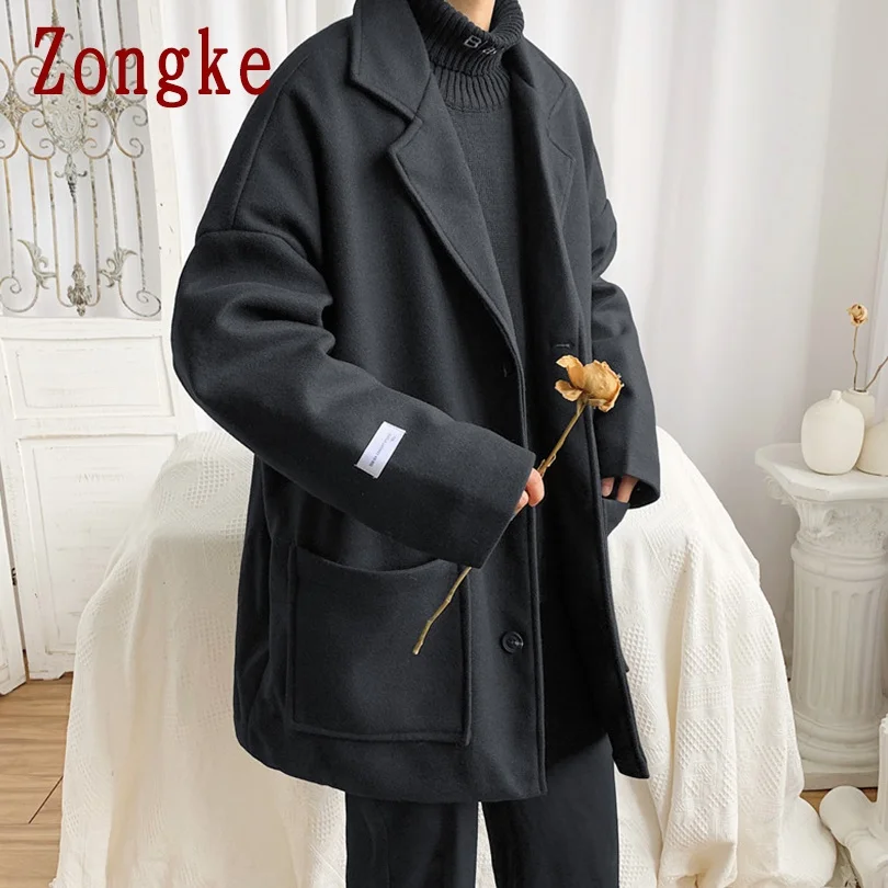 

Zongke Solid Casual Wool Men Coats Top Winter Coat Men Jacket 2021 Mens Jackets And Coats M-2XL