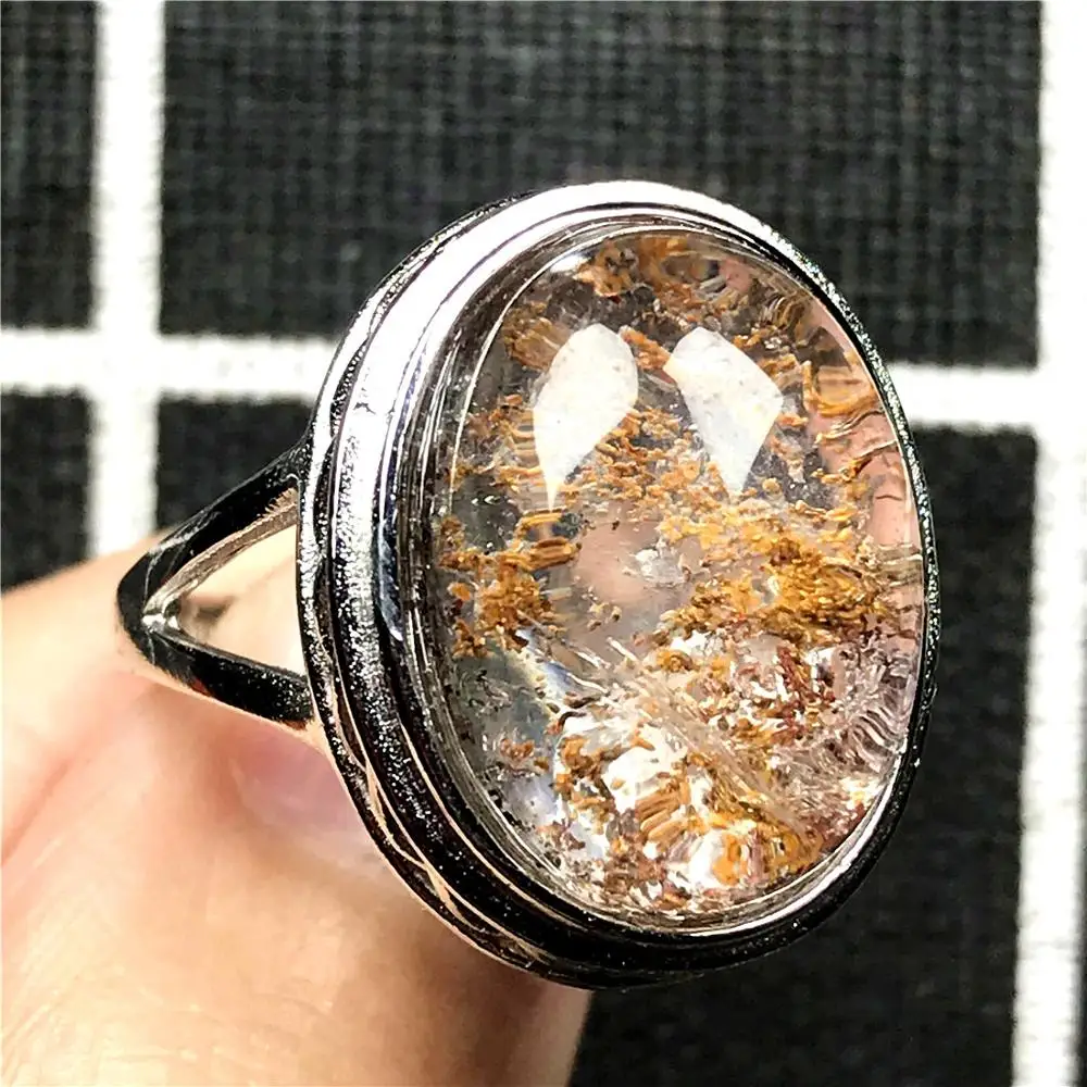 Кольцо женское/Мужское кварцевое с кристаллами 20 х16 мм | Кольца