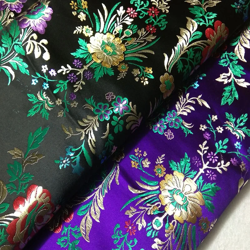 50x72 см изящные черные фиолетовые цветные цветы Bloomin жаккардовая парчовая ткань Цветочная Лоскутная обивка материал для мебели