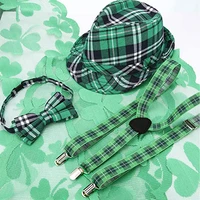 st patricks day accessories set irish holiday accessories green plaid hat strap bow tie 3 piece set irish dress mens set