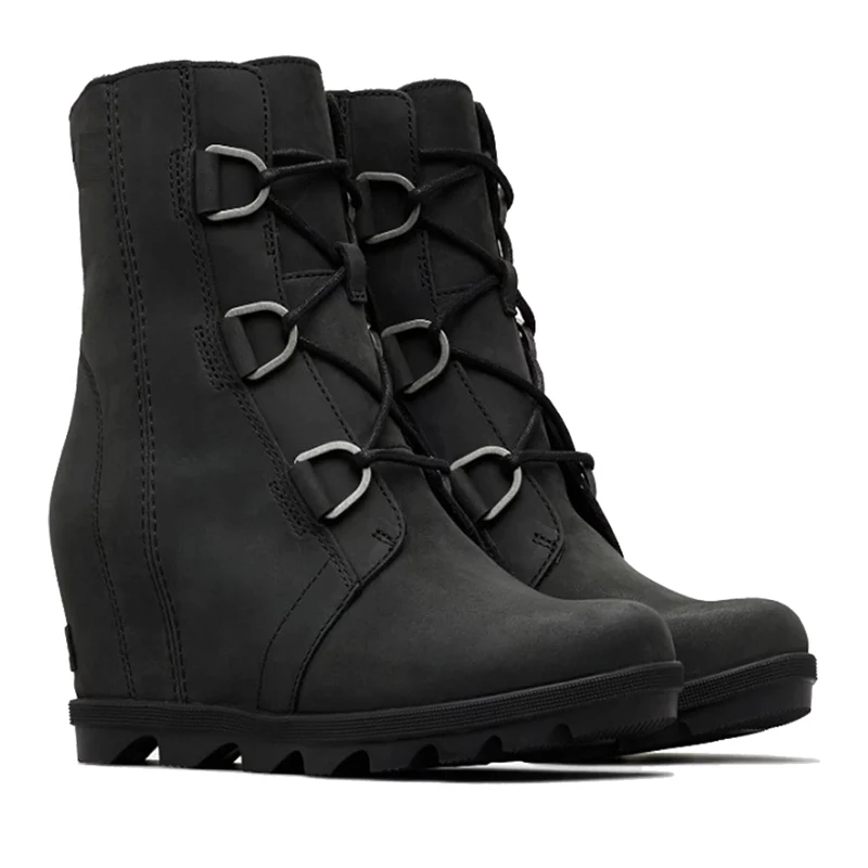 

2021 Autumn /Winter New Classic Fashion Women Shoes Solid Color Lace-Up High-Heeled Round Toe Retro Wild Martin Ankle Boot Black