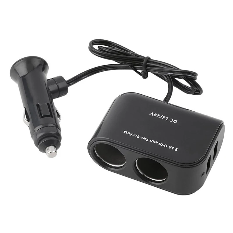 Светодиодный USB Зарядное устройство адаптер автомобильного прикуривателя 12 V 24