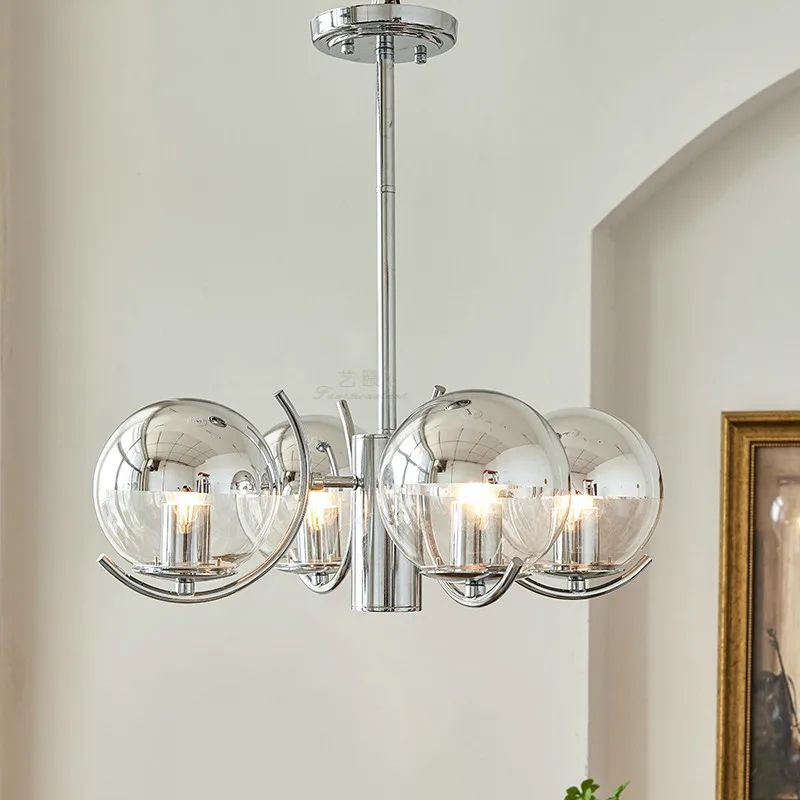 

Modern simple guest restaurant chandelier Italian Bauhaus space age chandelier designer bedroom study glass lamp