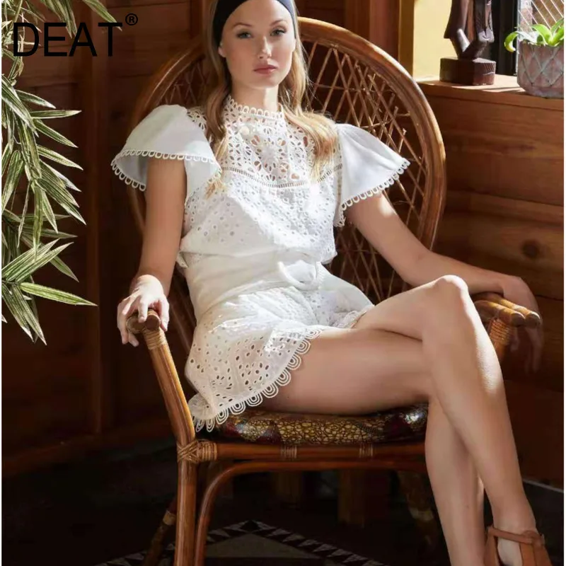 DEAT 2020 новая весенняя модная женская одежда с круглым вырезом и расклешенными