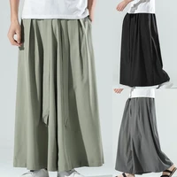 trendy casual pants elastic waist ice silk wide leg hip hop oversize pants fitness pants oversize pants