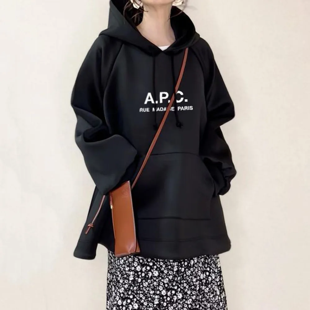 

Women Casual Jacket Hooded Loose Sweater Letter Color Block Patchwork Print Fashion Simple Preppy Youthful For Female Top