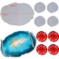 5pcs plate serving tray resine epoxy molde silicona set fruit disc coaster stampi in silicone moldes resina epoxi craft supplies