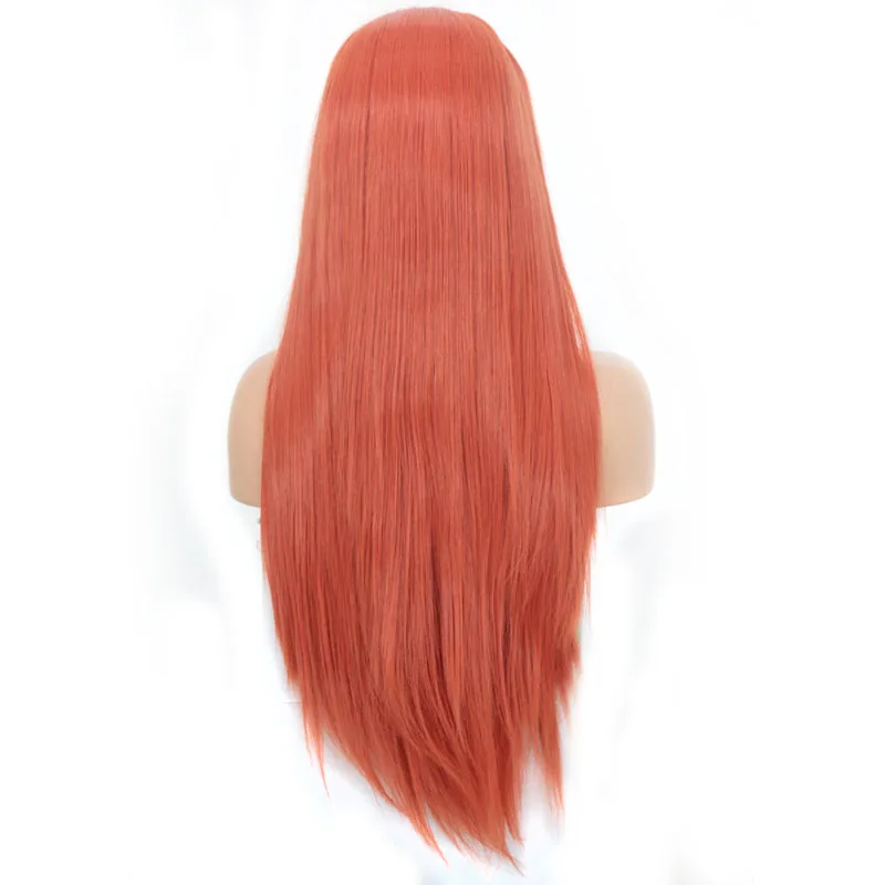 Длинные шелковистые прямые синтетические парики со шнуровкой спереди из