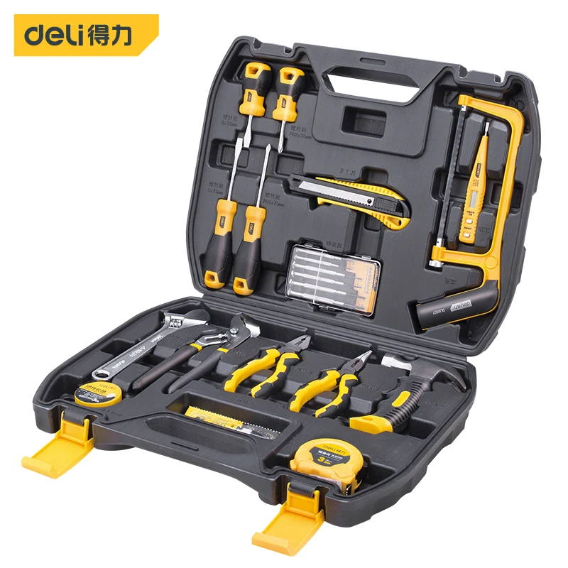 Deli DIY набор ручных инструментов для ремонта дома с пластиковым ящиком точная