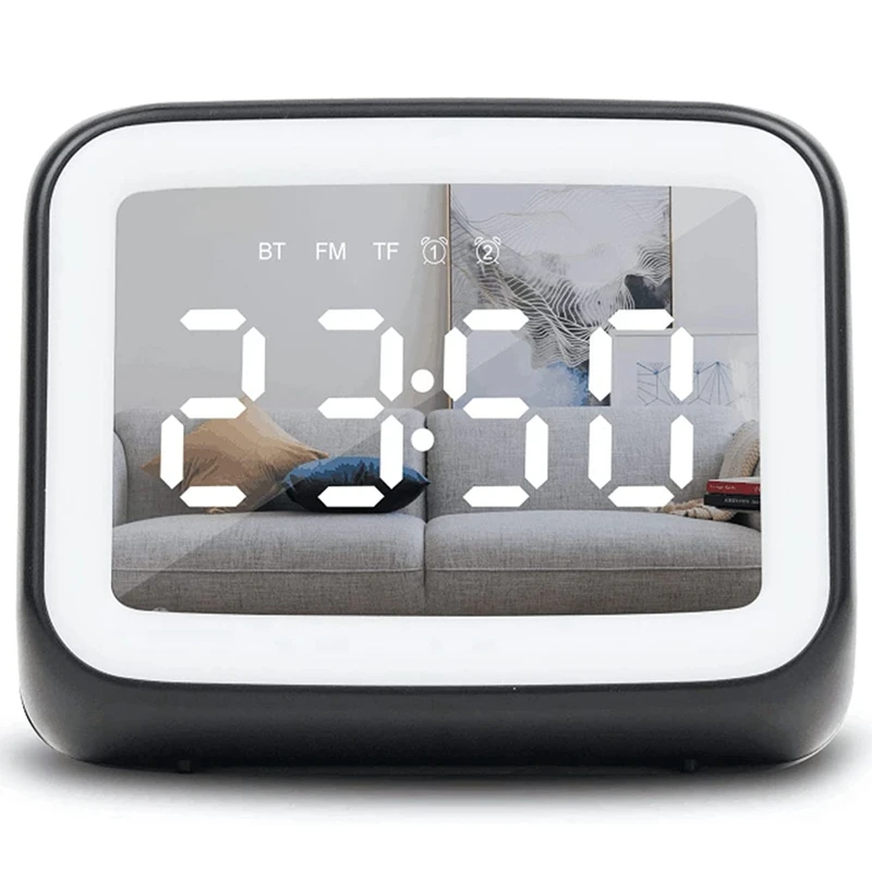 

Будильник с Bluetooth-динамиком, зеркальные цифровые часы с зарядкой от USB или резервным аккумулятором и FM-радио