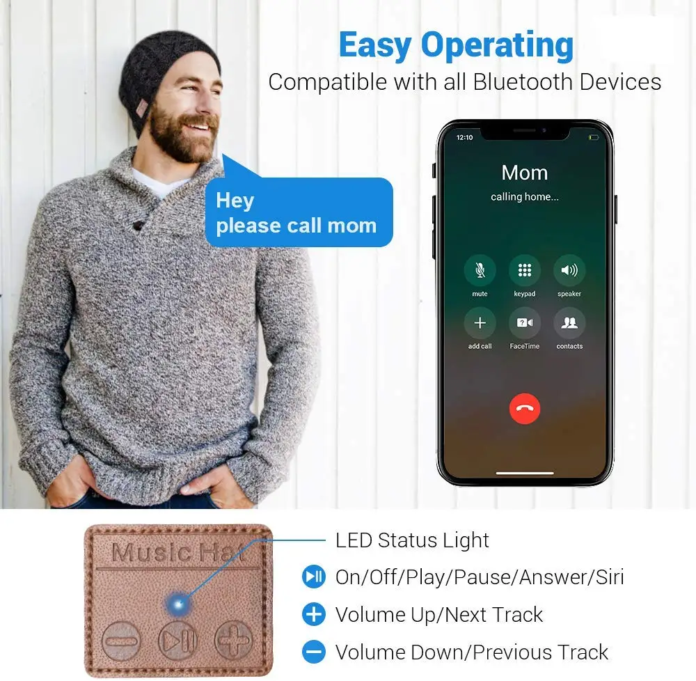 Популярная модная Bluetooth музыкальная шапка, теплая мягкая зимняя спортивная шапка, беспроводная Bluetooth гарнитура, наушники, умная шапка с динамиком и микрофоном