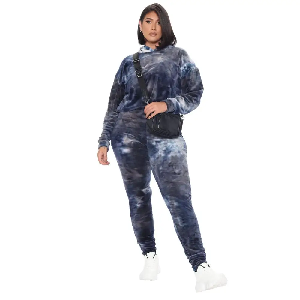 

Best Selling Women Casual Tracsksuits Outfits Autumn Newest Fashion Tie-Dye Printing Loose Hoodies + Sweatpants Two Piece Sets