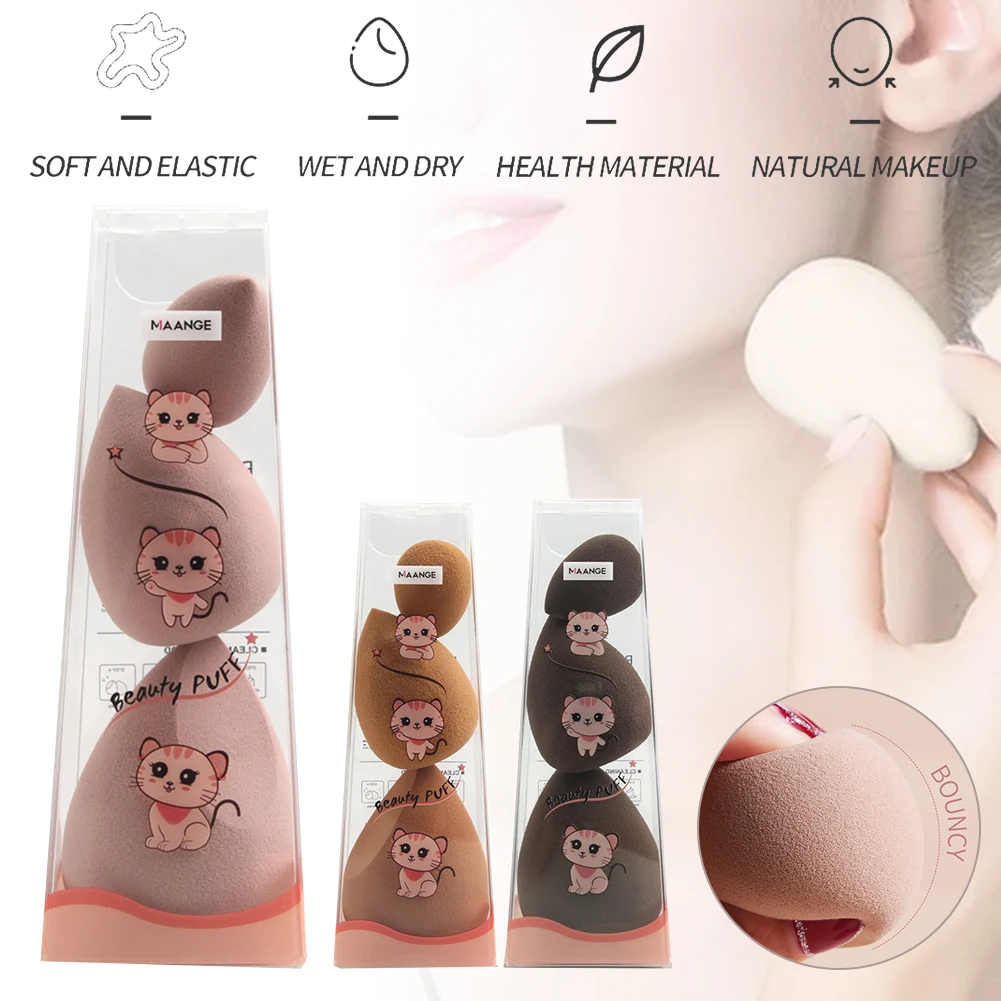 

3pcs FOR MAANGE Makeup Sponge Eggs Foundation Blending Sponge Well Bouncy Soft Comfortable Dry And Wet Use Universal Makeup Tool