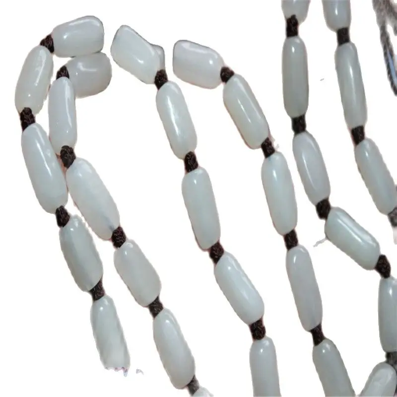 Натуральные семена Hetian нефрита резные белые бусины Нефритовое ожерелье веревка |