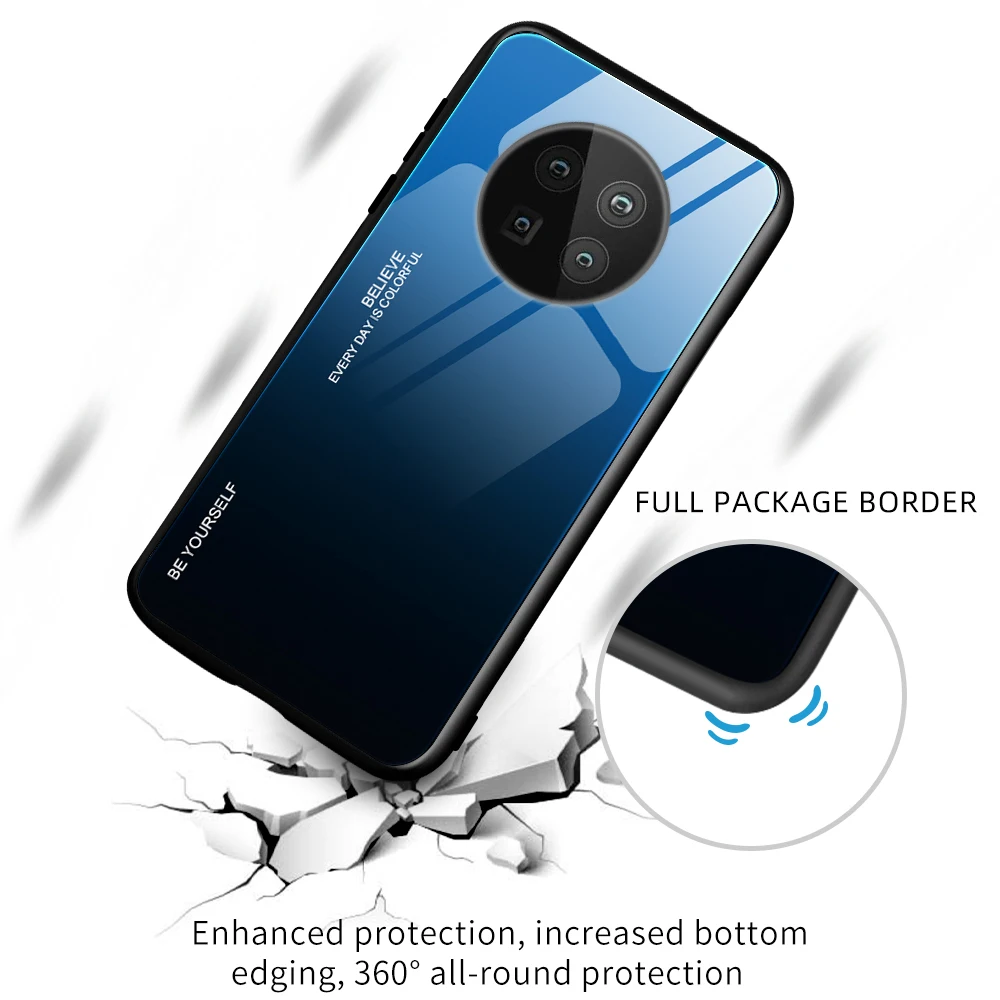

Gradient Case For Huawei P30 P40 P20 Lite Hard Tempered Glass Back Covers For Huawei Mate 40 30 P40 P30 Honor 9X 30 P Smart 2021
