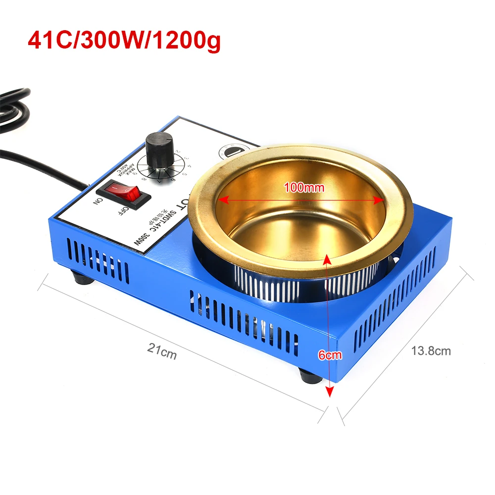 300W 220V 300W припоя горшок плавильная печь для олова терморегуляция Пайка и Распайка ванна 100/80/50/38 мм 200~ 450 по Цельсию штепсельная вилка европейского стандарта - Цвет: 300W