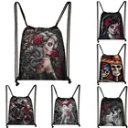 Женский холщовый рюкзак на шнурке, с мультяшным принтом