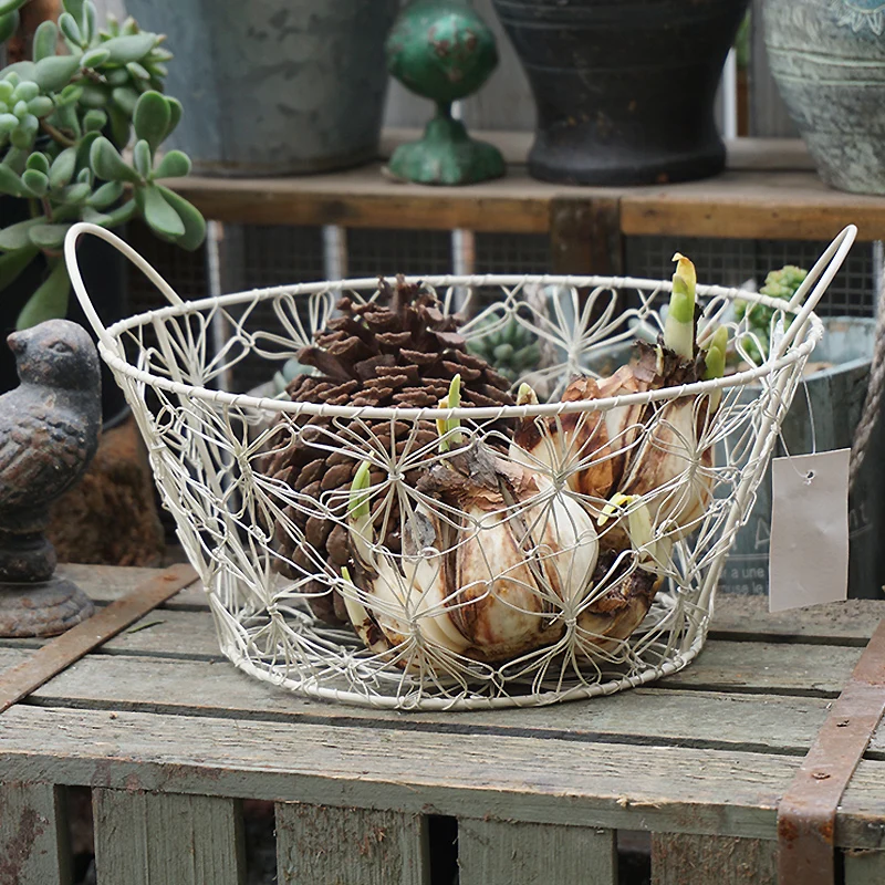 

handcrafted vintage retro metal wire basket home storage