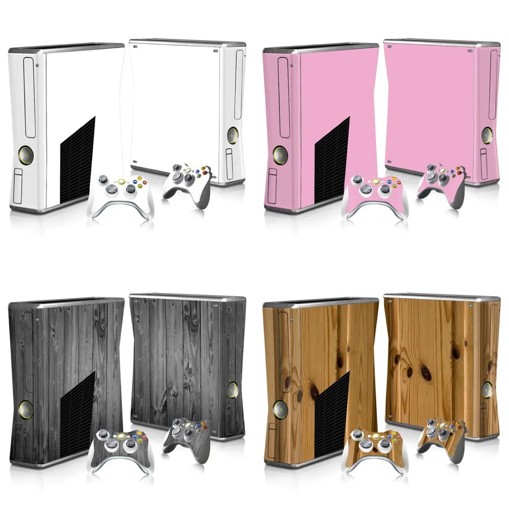 Виниловая наклейка с деревянным и чистым дизайном для Xbox 360 Slim консоль + 2 шкуры