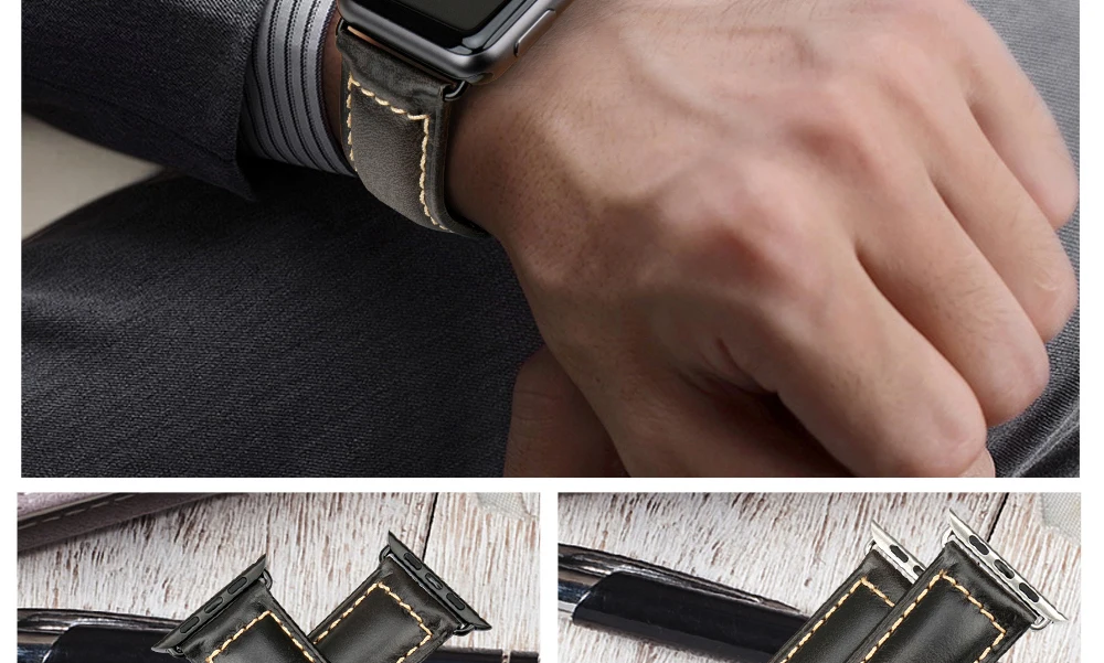 Кожаный браслет MAIKES для Apple Watch 42 мм, 38 мм, 44 мм, 40 мм, серия 4, 3, 2, ремешок для Apple Watch iWatch, ремешок для часов
